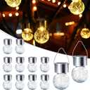 GIGALUMI Solar Lights Outdoor Waterproof, 12 Pack Solar Hanging Lights Garden Decor, Gifts for Women, Solar Outdoor Lantern Waterproof Cracked Glass for Yard, Fence, Tree(Warm White)