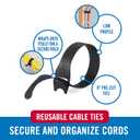 VELCRO Brand 150pk Cable Ties Value Pack, 8in | Stocking Stuffer Gifts for Tech Lovers | For Wire Management and Cord Organizer | Replace Zip Ties with Reusable Straps, Reduce Waste (Black and Gray)