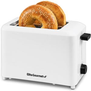 Elite Gourmet ECT-1027 Cool Touch Toaster, 7 Toast Settings Cancel Functions, Slide Out Crumb Tray, Extra Wide 1.5" Slots for Bagels Waffles Specialty Breads, Puff Pastry, Snacks, White