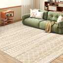 5x7 Area Rug for Living Room Moroccan Washable Rugs Non Slip Indoor Floor Carpet Foldable Large Soft Area Rug for Dining Room Bedroom with Low Pile(Beige,5'x7')