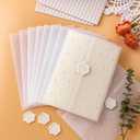 Affrolling 100 Sets Wedding Invitations Wraps Set Pearl Pre Folded Vellum Jackets for 5 x 7 Invitations Include 100 Pcs Vellum Jackets Wax Seal Stickers Pearl Stickers for Wedding Invites DIY