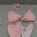 WDIRARA Women's 3 Piece Bow Bikini Set Halter Triangle Swimsuit Bathing Suit with Beach Skirt (Medium, Pink)