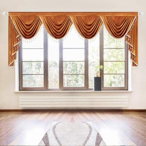 VOGOL Bright Orange Swag Valances for Farmhouse, Soft Touch Thick Fabric Waterfall Valance for Nursery, Privacy Swags Curtains for Living Dining Room, 110 Inches Wide, 1 Panel