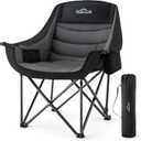 Homcosan Oversized Camping Chairs for Adults, Heavy Duty Padded Outdoor Chairs with Cup Holder and Cooler Pocket, Portable Lawn Chairs, Support 500 lbs, Suitable for Outside Use, Grey, 1 PC
