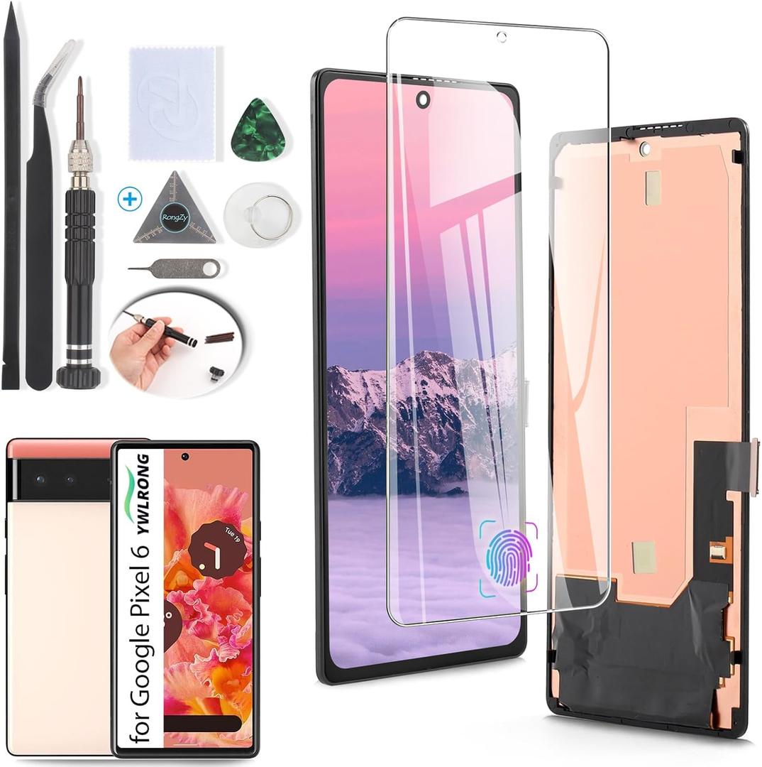 YWLRONG Display for Google Pixel 6 OLED Screen Replacement LCD Touch Screen Digitizer Assembly for Pixel 6 GB7N6 G9S9B16 with Tools (Support Fingerprint