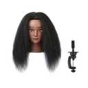 Mannequin Head Hair Styling Training Head 14 inches Manikin Cosmetology Doll Head for Hairdresser Practice Braiding with Clamp Stand (Black)