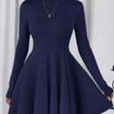 PRETTYGARDEN Fall Dresses for Women Elegant Classy 2026 Casual Long Sleeve Swing A Line Ruffle Short Homecoming Party Dress (Medium)