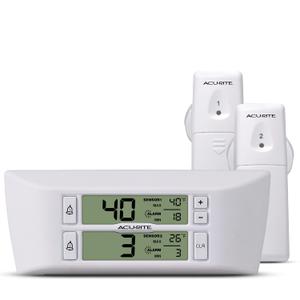 AcuRite Digital Wireless Fridge and Freezer Thermometer with Alarm and Max/Min Temperature for Home, LCD Display, Restaurants (00986M), 0.6, White
