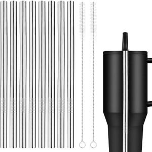 8 Pack Stainless Steel Replacement Straw for Hydrojug Traveler 40 oz, Reusable Water Bottle Metal Straws with Cleaning Brush for Hydrojug Traveler Tumbler Accessories, Dishwasher Safe