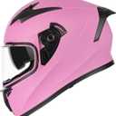 CUTEY Full Face Motorcycle Helmet - DOT Certified, Lightweight, Dual Visor, Ventilated - for Adults Men & Women (Pink, XL)