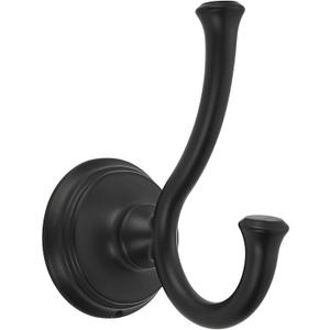 TUNNY Towel Hook Bathroom-2 Pack Matte Black Double Robe/Towel Hook Wall Mounted Hook for Bathroom Bedroom Kitchen