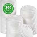 ECO Lipak 100% Compostable Coffee Cup Lids 200 Count 3.15 inch Disposable CPLA Cup Lid Suitable for 8 oz Paper Cups, White