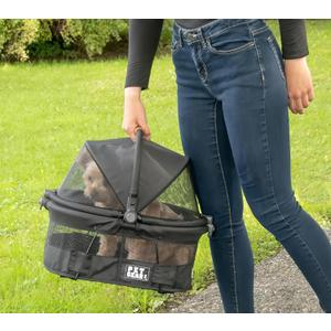 Pet Gear No-Zip View 360 Ultra Lite Pet Safety Carrier & Car Seat for Small Dogs & Cats Push Button Entry, 15", Onyx