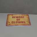 2 Pcs Halloween Clown Metal Signs Beware of Clowns and Creepy Carnival Metal Tin Signs Halloween Evil Circus Porch Sign for Carnival Party Clown Holiday Outdoor Indoor Decoration