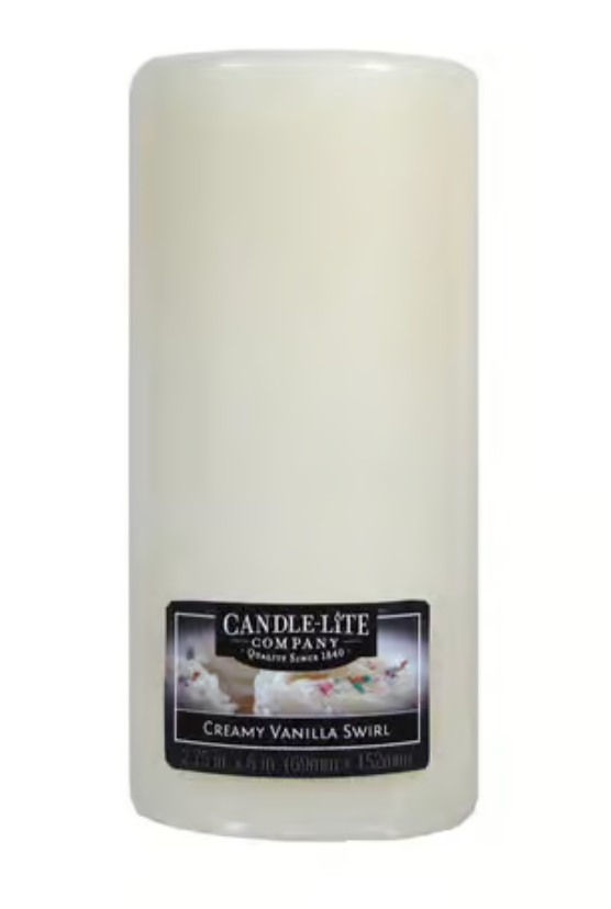 2 Pack Candle-Lite White Creamy Vanilla Swirl Scent Pillar Candle ...