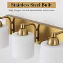 Mecgirn Stainless Steel Milk Glass Vanity Lights for Bathroom, 3 Light Gold Bathroom Light Fixtures Over Mirror, Ceramic E26 Sockets Wall Mounted