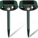 2 Pcs Ultrasonic Animal Repellent Outdoor,Animal Deterrent Devices Outdoor with Motion and Light Sensor and Sound,Squirrel Cat Deer Bird Repellent Deterrent Sound Devices for Yard