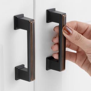 10 Pack 3 Inch Hole Centers, Oil Rubbed Bronze Cabinet Pulls Brushed Bronze Cabinet Handles Bronze Kitchen Hardware for Cabinets ZP2206 Drawer Bedroom Dresser Bathroom Vanity Cupboard Closet
