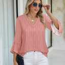 Timeson Women's Business Casual Tops 3/4 Sleeve Dressy Blouses Office Work Shirts (XL)