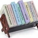 Bunkal Bamboo Desktop Bookshelf  Tilted Tabletop Bookshelf Organizer for Cookbooks, CDs, Magazines, Portable, Small Bookrack for Home, Dorm, or Office,15.75" x 8.86" x 9.17" (Walnut)