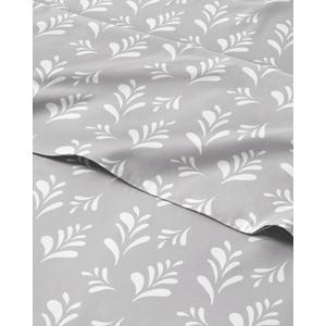 Floral Sheets - Grey & White Bed Sheet Set - 1 Flat, 1 Fitted & 1 Pillowcase w/ Deep Pockets - Comfy, Wrinkle & Fade Free - Boho Botanical Bedding - Ultra-Soft, Breathable & Cooling - Twin XL Size Set (24 - Gray Sprig)