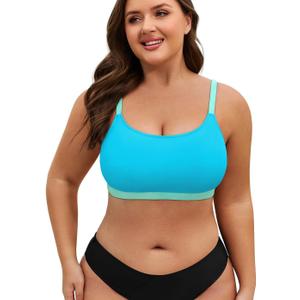 American Trends Plus Size Bikini Top for Women Large Bust Swim Tops Sports Swim Bra with Strong Support, XL
