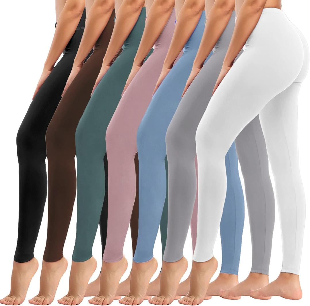 yeuG 7 Pack High Waisted Leggings for Women Tummy Control Soft Workout Yoga Pants Full Length & Capri