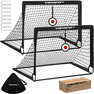 2 Pack 4x3 FT Kids Soccer Goals for Backyard, Portable Pop Up Soccer Goals with Targets, Kids Soccer Net with Carrying Bag & Ground Stakes, Soccer Training Equipment for Ages 3-12 Outdoor Games Gifts