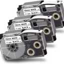 Pristar Compatible Label Tape Replacement for XR-18WE XR18WE for Casio Label Maker Tape 18mm 3/4" for Casio EZ Label Maker KL-750 KL-780 KL-7000 KL-7200 KL-120 KL-130 KL-820, Black on White, 3-Pack