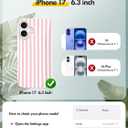 Compatible with iPhone 17 Case, with Aesthetics Striped Design Case for Women Girl, Cute Fashion Simple Soft TPU Slim Protection Phone Case for iPhone 17 6.1'' - Light Pink & White