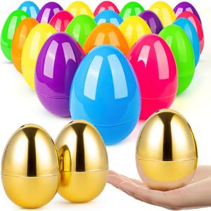 BainGesk 38 PCS 3.5" Easter Eggs with 2 Golden Eggs, Easter Eggs for Easter Hunt, Basket Stuffers Fillers, Empty Eggs Fillable with Candy, Toys, Easter Basket Essentials, Party Favor