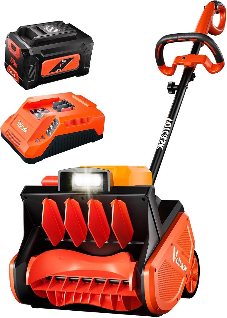 VOLTASK 56V Cordless Snow Shovel, 14" Electric Snow Blower, 2000W Brushless Motor Battery Snow Shovel, 26FT Throw Distance Snow Removal for Driveway/Steps/Patio/Sidewalk, with 4.0Ah Battery & Charger