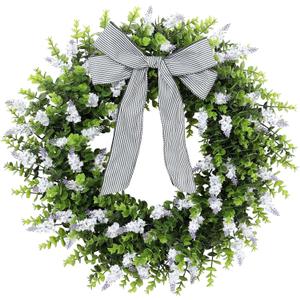 24" Boxwood Wreath for Front Door, Spring Wreaths for Wall Window Porch Home Farmhouse St Patricks Day Indoor Outdoor Decoration,Suitable DIY Wreath for All Season