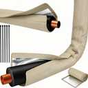 Outdoor HVAC Copper Pipe Insulation Cover, 72x10.2 Inch Flexible 600D Oxford AC Pipe Insulation Cover for Outside Weatherproof Sleeve Central Air Conditioning Mini Splits Winter Protection, Khaki
