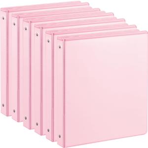 SUIN 1-inch 3 Ring Binder with 2 Interior Pockets, 1''Durable Binders Holds US Letter Size 8.5'' x 11'' Paper - Versatile Binders for Office, Home, and School Use, 6 Pack Pastel Pink