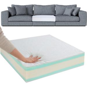 HOMBYS Memory Foam Couch Cushion Replacement, High Density Upholstery Foam Wrapped with Memory Foam & Polyester Batting, Sofa Cushions Inserts with Dacron Fiber Layer,with Removable Cover,6"x24"x24" (White)