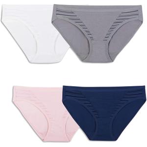 Fruit of the Loom Women's Breathable Underwear, Moisture Wicking Keeps You Cool & Comfortable (5, Coolblend - Bikini - 4 Pack - Colors May Vary)