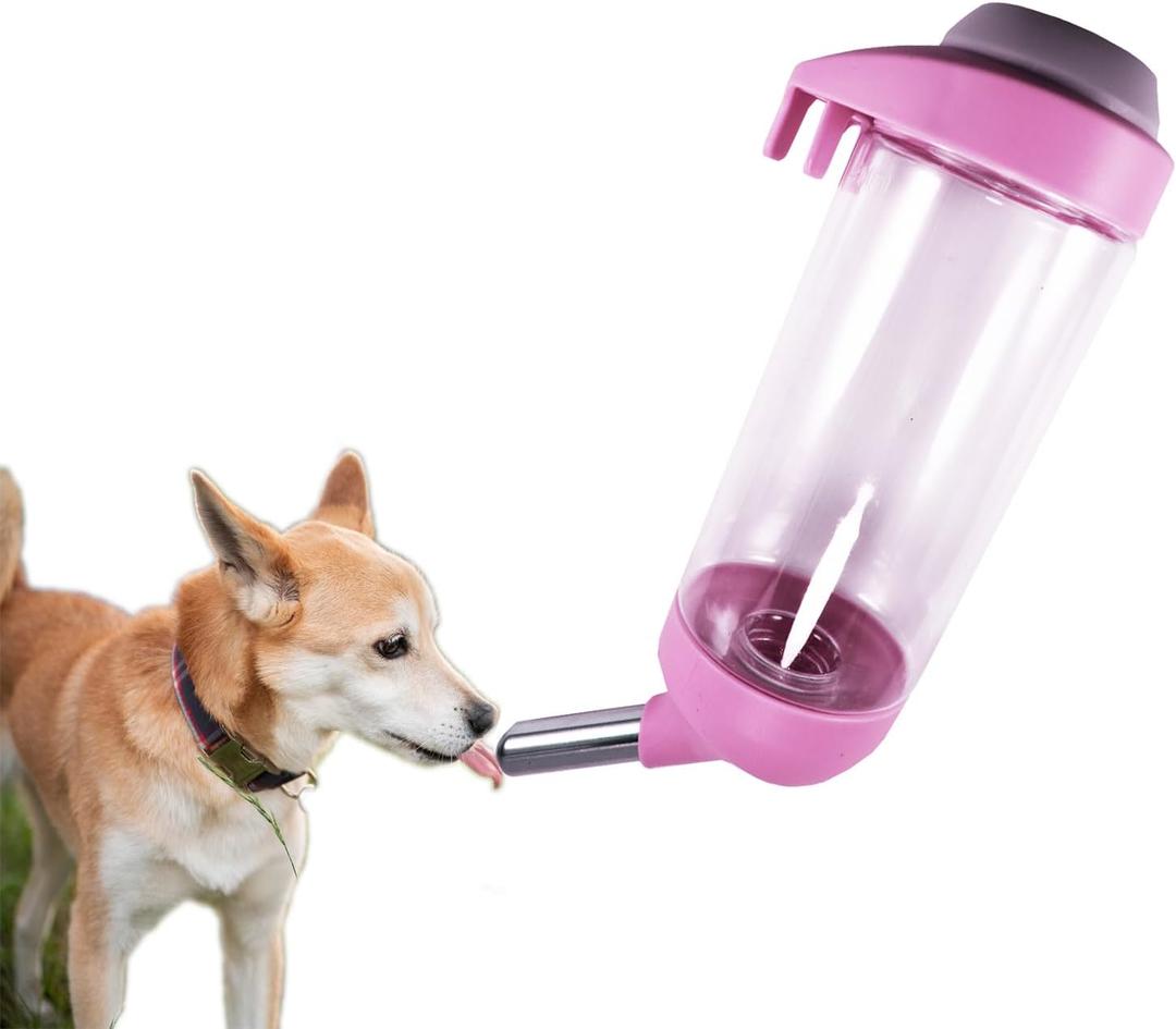 DEEUCHIS Dog Crate Water Bottle Dispenser - No Drip Dog Kennel Water Dispenser & Cage Bottle - Easy-to-Use Water Bottle for Cat Crate - Perfect for Keeping Your Pet Hydrated (Pink)-350ML