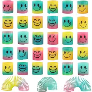 30 Pack Spring Rainbow Magic Fidget Stress Coil Mini Springs Bulk Toys for Party Favor Carnival Prize Birthday Goodie Bag Stuffers for Kids Boys Girls