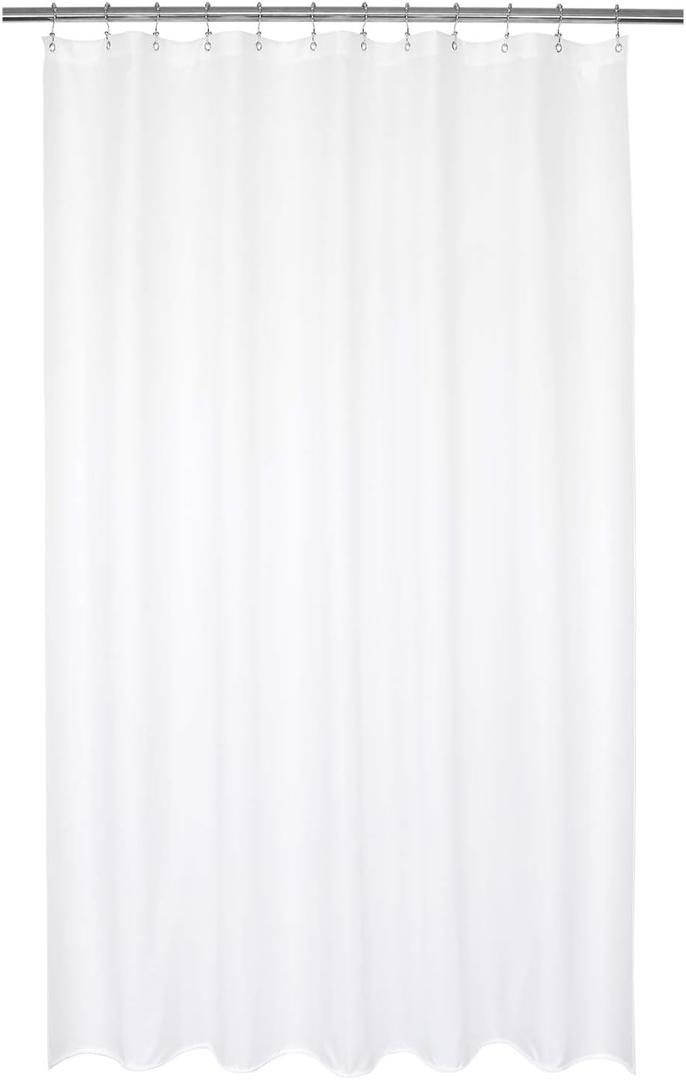 Barossa Design Waterproof Fabric Shower Curtain or Liner Microfiber 72" W x 90" H - Extra Long, Hotel Quality, Machine Washable, White Shower Liner for Bath Tub, 72x90 Inches