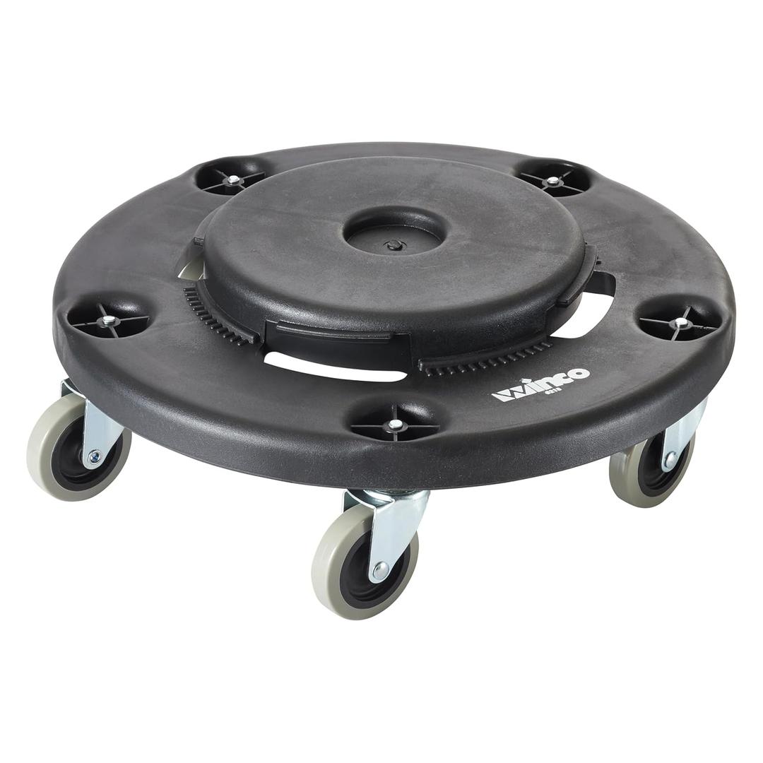 Winco 18" Black Standard Commercial Trash Can Dolly
