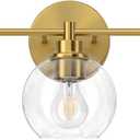 VONLUCE Bathroom Light Fixtures, 3-Light Bathroom Vanity Light with Globe Glass Shades E26 Sockets, Vanity Lights Over Mirror for Bedroom Hallway Living Room, Gold Finish