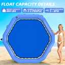 8FT Hexagon Inflatable Water Hammock wit Mesh Center, Floating Dock Heavy Duty PVC Lake Floats Platform with Cup Holders, Portable Floating Island with Carry Bag for Pool, River & Ocean