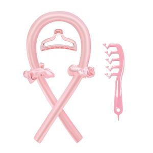 Satin Heatless Curling Rod-Heatless Curls Overnight  Hair Rollers & Hair Curlers to Sleep In  Hair Rollers for Blowout Look Long Hair  No Heat Damage, Comfortable for Night Use (Pink suit)