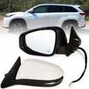 Left Driver side Mirror Fits 2014-2019 Toyota Highlander With Power Glass, Heated,Turn Signal and Manual Folding,Without Blind Spot Match White Replace 87940-0E130,(6Pins)
