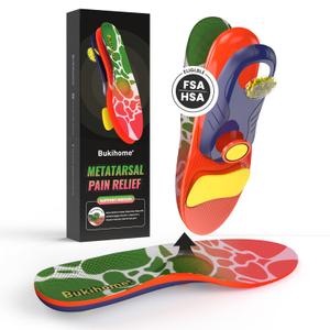 Bukihome Insoles with Metatarsal Foot Pads for Women - Mortons Neuroma Treatment for Foot Pain Relief, Metatarsalgia Insoles with Heel Cushion, 2XL, 11-11.5 Women | 9-9.5 Men