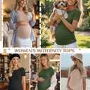 Sweetyweee 3 Pack Women's Maternity Cotton Shirts, 3-Color, Medium (M)