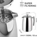 Secura French Press Coffee Maker, 50-Ounce, 304 Stainless Steel Insulated Coffee Press with Extra Screen