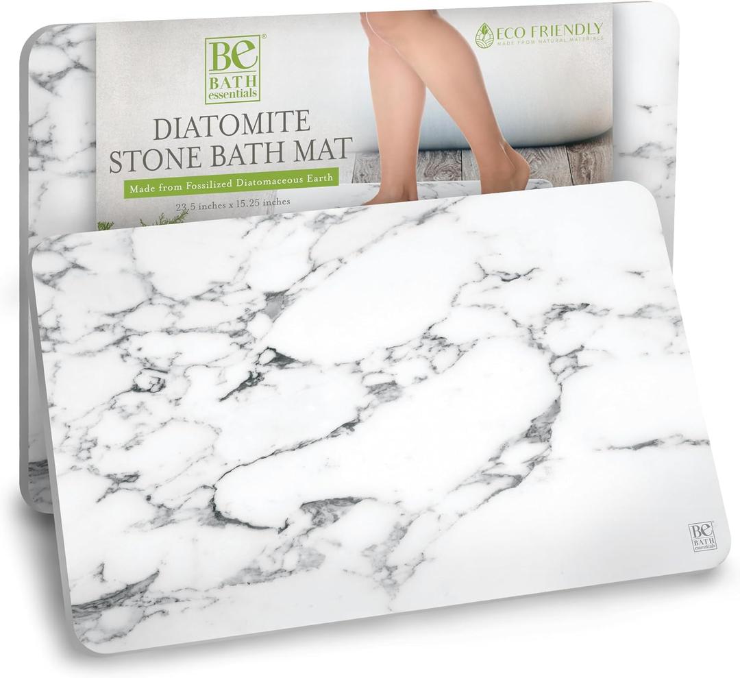 Stone Bath Drying Mat | Diatomaceous Earth Shower Mat | Non-Slip | Super Absorbent | Quick Drying | Bathroom Floor Mat, Natural, Easy to Clean (Onyx Marble, 23.5" x 15.25")