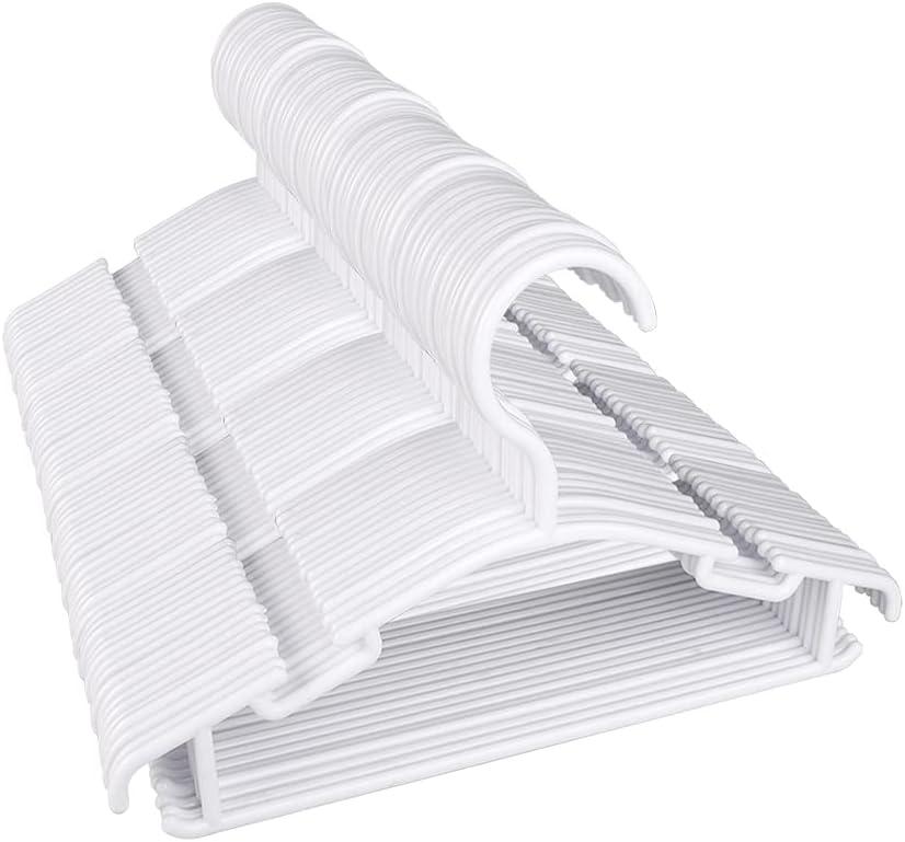 GoodtoU Baby Hangers 100 Pack - 10.2" Kids Plastic Hanger for Closet - Sturdy for Newborn Infant Toddler Small Childrens Nursery Little Clothing (White)